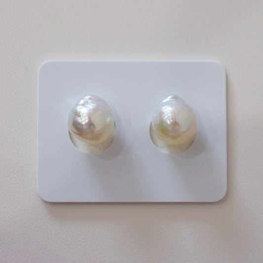 Actual product Natural color akoya pearl Baroque pearl 10mm - 10.5mm 18K 14K Surgical Stainless Steel stud Earrings Japan