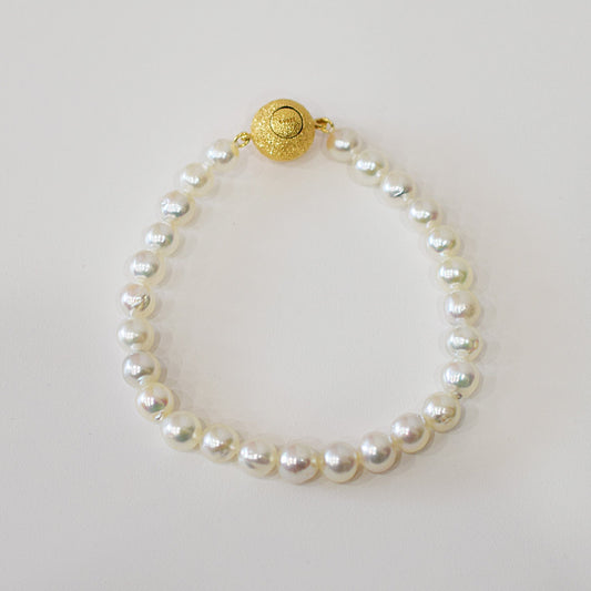 Limited to actual item 6mm - 7mm Natural color Baroque Akoya Pearl Bracelet 7.28inch Japan AkoyaPearl SV925 Wedding Japanese Seawater