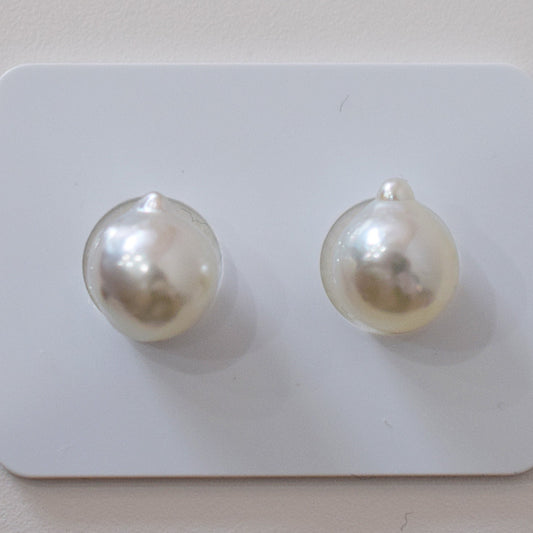 Actual product Natural color akoya pearl Baroque pearl 10.5mm - 11mm 18K 14K Surgical Stainless Steel stud Earrings Japan