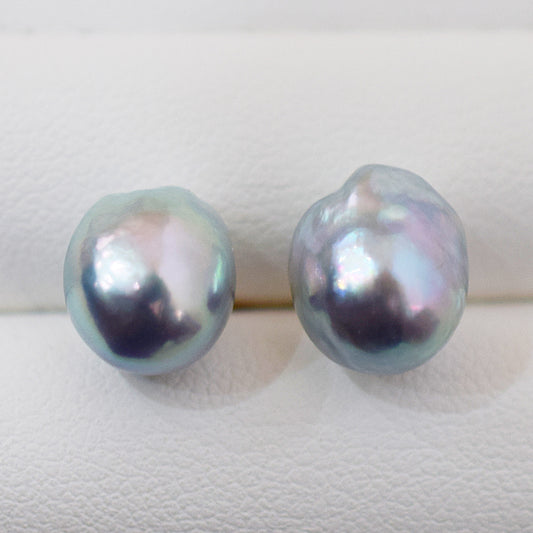 Limited to actual item Natural color akoya pearl Baroque pearl 9.5mm - 10mm 18K 14K Surgical Stainless Steel stud Earrings Japan akoyapearl