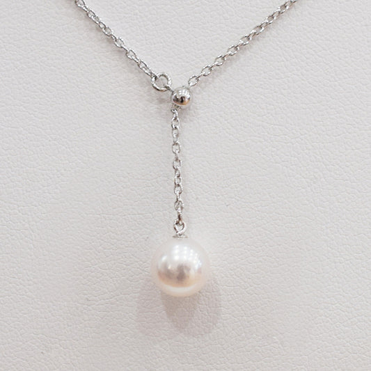 【SV925】Rare White pink 7.5mm - 8.5mm Seawater Real Akoya Pearl Azuki necklace AkoyaPearl Japan あこや 真珠