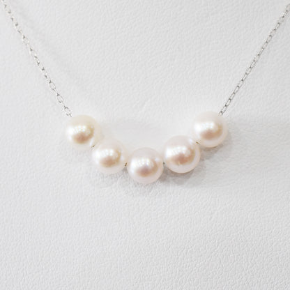 【 K10 / K18 】Rare White pink 5.5mm - 6.5mm Seawater Real Akoya Pearl 5pc necklace AkoyaPearl Japan あこや 真珠