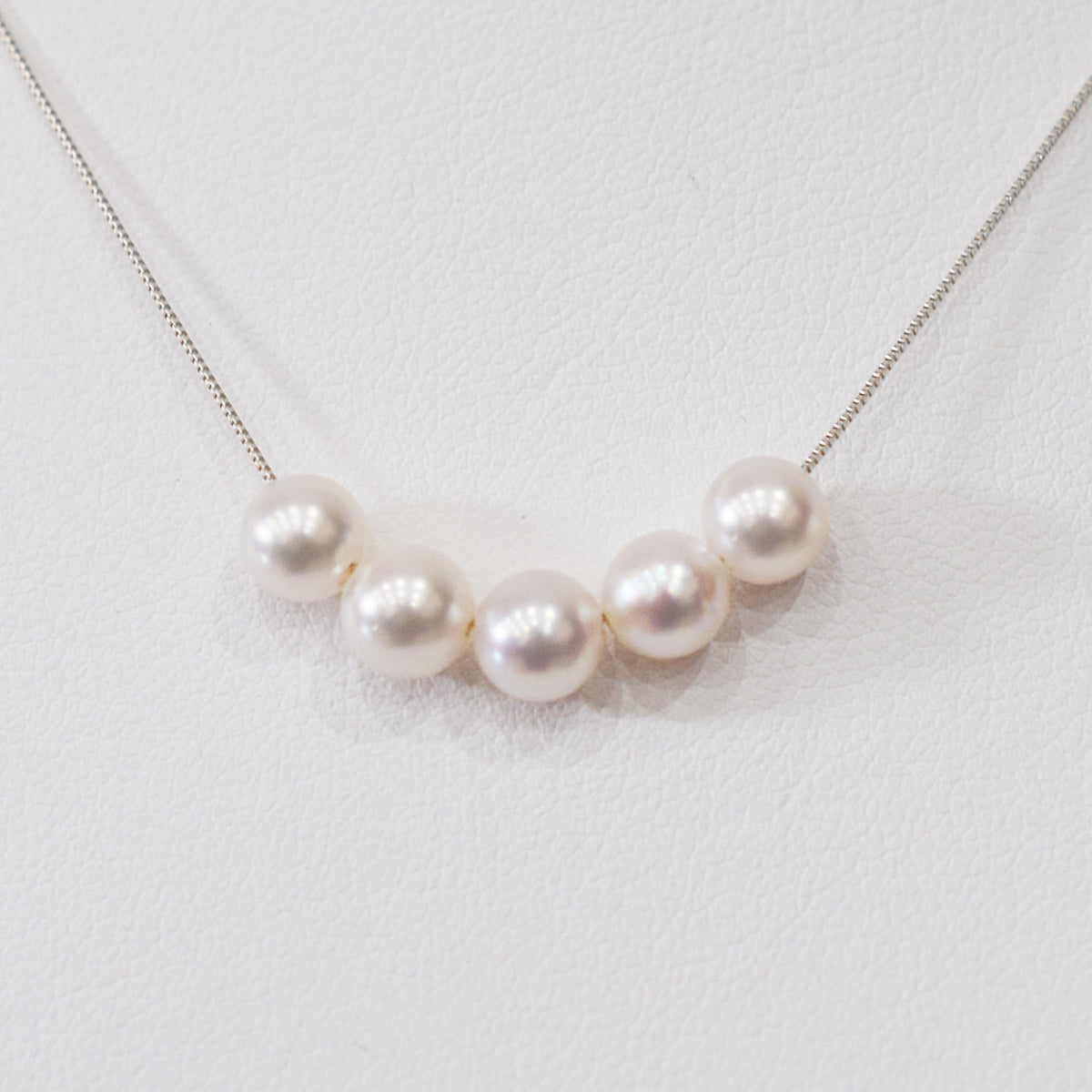 【K10 / K18】Rare White pink 5.5mm - 6.5mm Seawater Real 5pc Akoya Pearl necklace AkoyaPearl Japan あこや 真珠