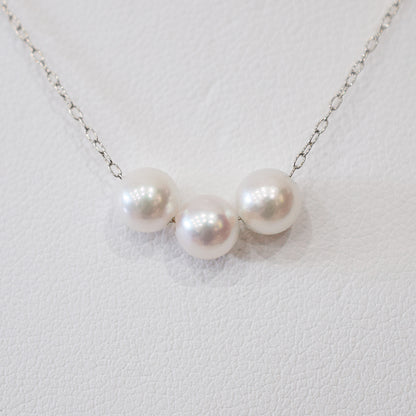 【 K10 / K18 】Rare White pink 5.5mm - 6.5mm Seawater Real Akoya Pearl 3pc necklace AkoyaPearl Japan あこや 真珠