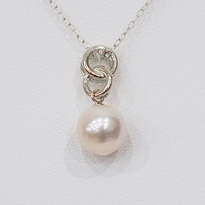 Hanadama rank White pink 8mm - 9.5mm Diamond 18K pendant necklace Akoya Pearl Real Japan Seawater pearl SIKC420 SIK00081