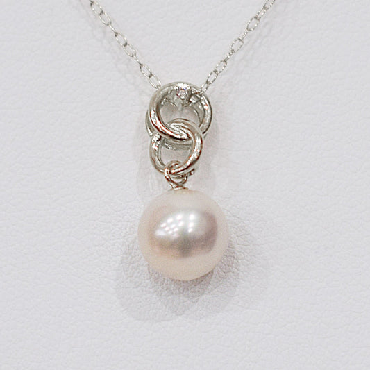 Hanadama rank White pink 8mm - 9.5mm Diamond 18K pendant necklace Akoya Pearl Real Japan Seawater pearl SIKC420 SIK00081