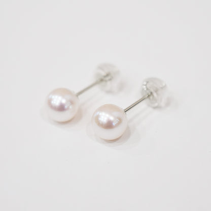 【K18YG / K14WG】Hanadama rank 6mm - 6.5mm Seawater Akoya Pearl White Pink Stud Earring Japan anniversary Japanese Seawater birthday 真珠 あこや 花珠級
