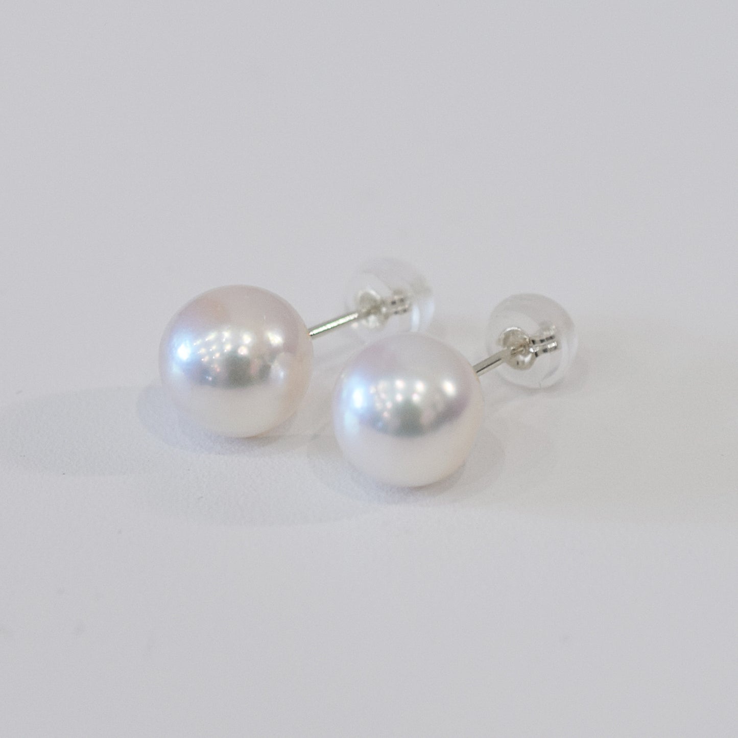 【K14】 Hanadama rank 8mm - 8.5mm Seawater Akoya Pearl White Pink Stud Earring Japan anniversary Japanese Seawater birthday 真珠 あこや 花珠