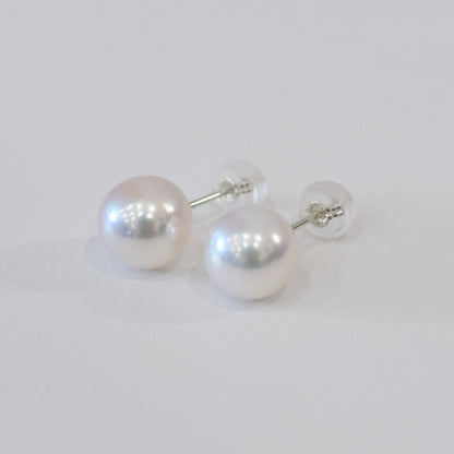 【K14】 Hanadama rank 8mm - 8.5mm Seawater Akoya Pearl White Pink Stud Earring Japan anniversary Japanese Seawater birthday 真珠 あこや 花珠