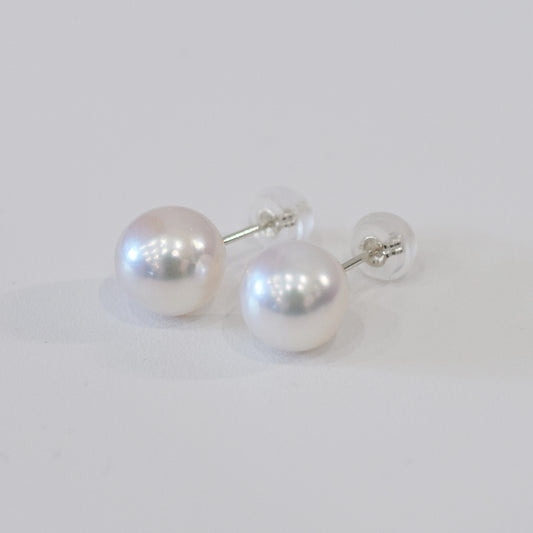 【K14】 Hanadama rank 8mm - 8.5mm Seawater Akoya Pearl White Pink Stud Earring Japan anniversary Japanese Seawater birthday 真珠 あこや 花珠