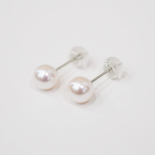 【K14】 Hanadama rank 6mm - 6.5mm Seawater Akoya Pearl White Pink Stud Earring Japan anniversary Japanese Seawater birthday 真珠 あこや 花珠