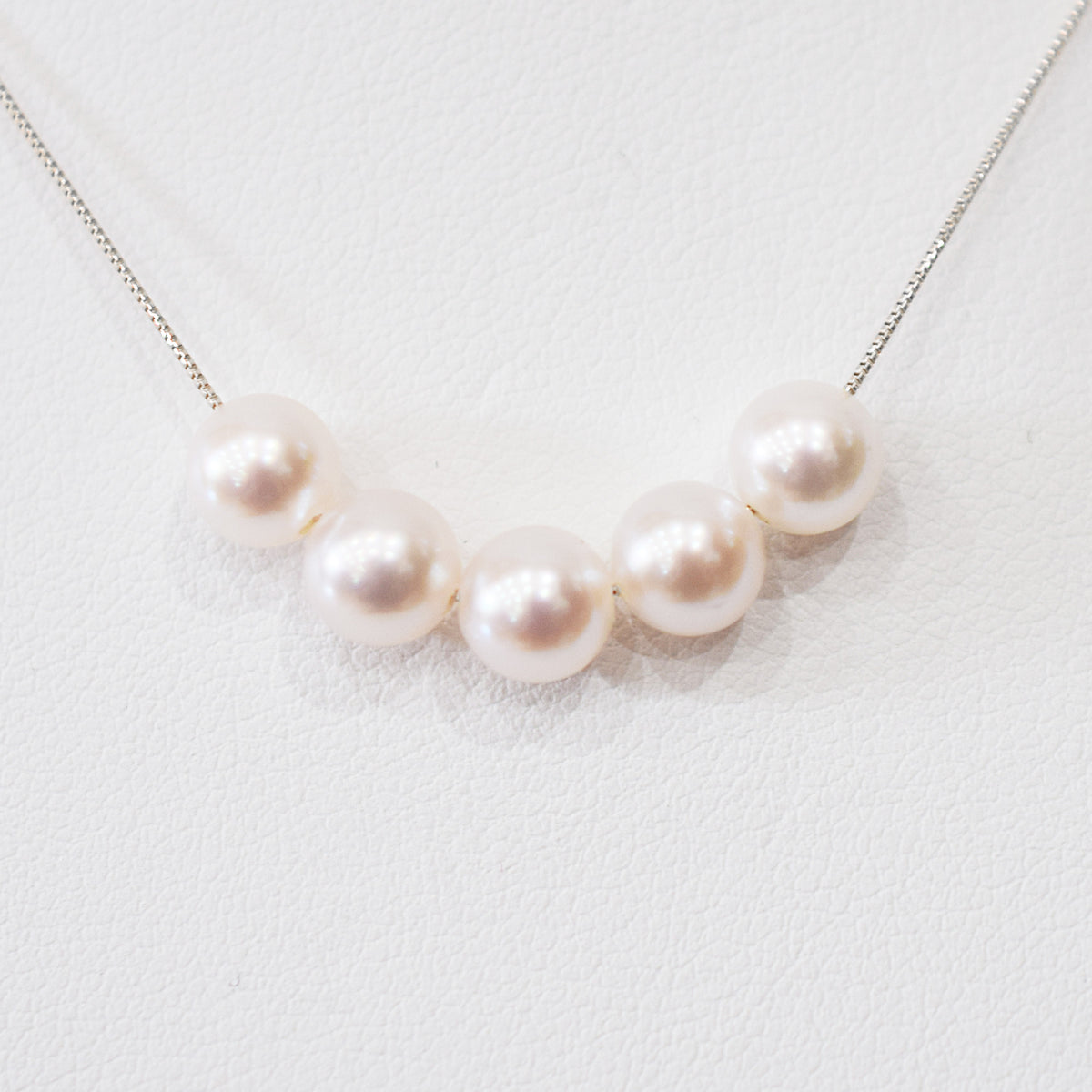 【K10 / K18】Rare White pink 5.5mm - 6.5mm Seawater Real 5pc Akoya Pearl necklace AkoyaPearl Japan あこや 真珠