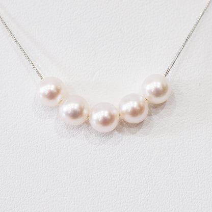 【K10 / K18】Rare White pink 5.5mm - 6.5mm Seawater Real 5pc Akoya Pearl necklace AkoyaPearl Japan あこや 真珠