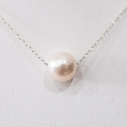【K10 / K18】Rare White pink 7.5mm - 8.5mm Seawater Real Akoya Pearl necklace AkoyaPearl Japan あこや 真珠