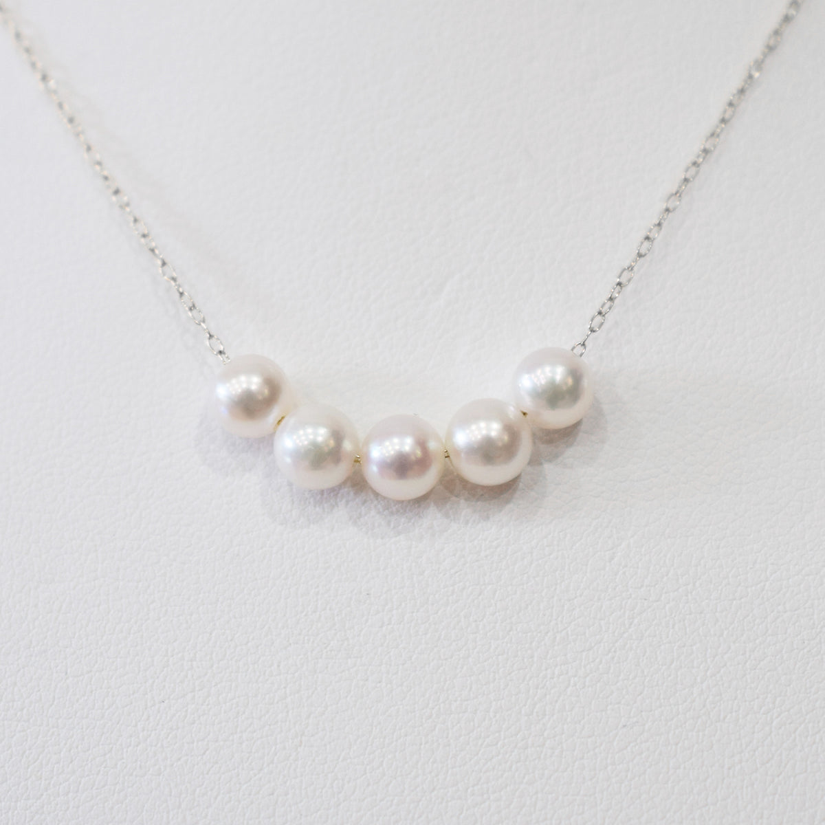 【 K10 / K18 】Rare White pink 5.5mm - 6.5mm Seawater Real Akoya Pearl 5pc necklace AkoyaPearl Japan あこや 真珠