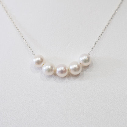 【 K10 / K18 】Rare White pink 5.5mm - 6.5mm Seawater Real Akoya Pearl 5pc necklace AkoyaPearl Japan あこや 真珠