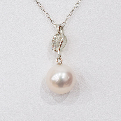 Hanadama rank White pink 8mm - 9.5mm Diamond 18K pendant necklace Akoya Pearl Real Japan Seawater pearl SIKC420 SIK00031