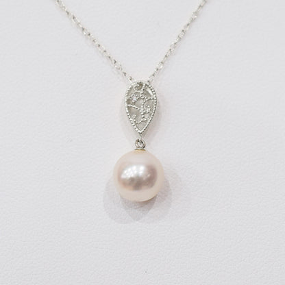【K18YG / K14WG】Hanadama rank White pink 8mm - 9.5mm Diamond pendant necklace Akoya Pearl Real Japan Seawater pearl