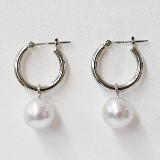 Madama rank 9mm - 9.5mm Natural color Hoop Earring Real Akoya Pearl Japan Akoyapearl K14WG REENSPEARL reenspearl birthday あこや 真珠