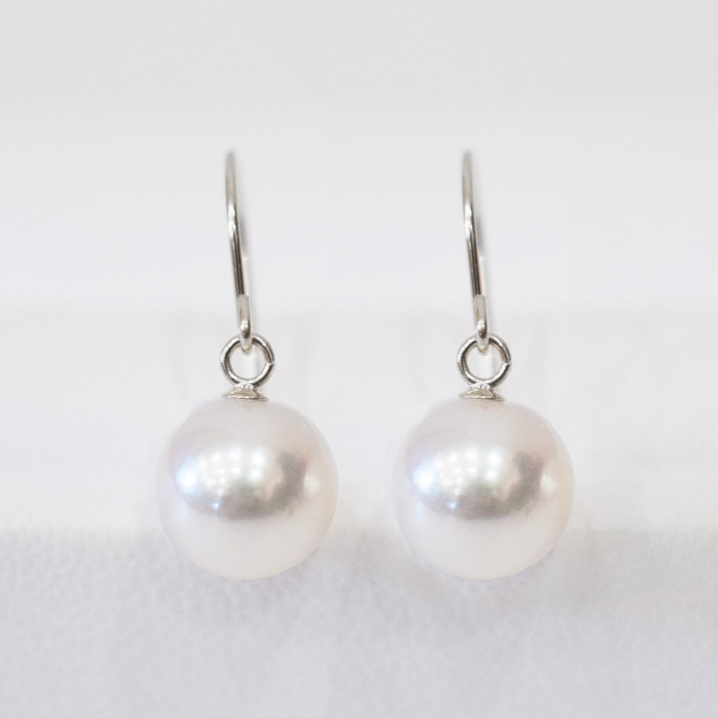 【K10 / K14 / K18】Hanadama rank White pink 7.5mm - 8.5mm Hook earrings Seawater Real Akoya Pearl Japan anniversary Earring Japanese Wedding Ssize 日本 天草
