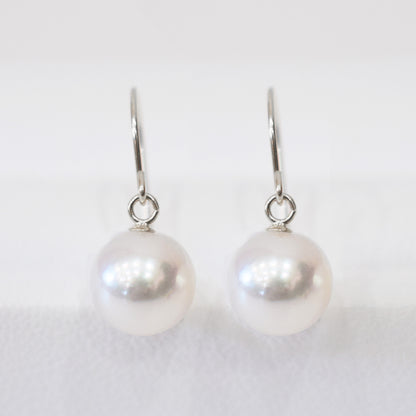 【K10 / K14 / K18】Hanadama rank White pink 7.5mm - 8.5mm Hook earrings Seawater Real Akoya Pearl Japan anniversary Earring Japanese Wedding Ssize 日本 天草