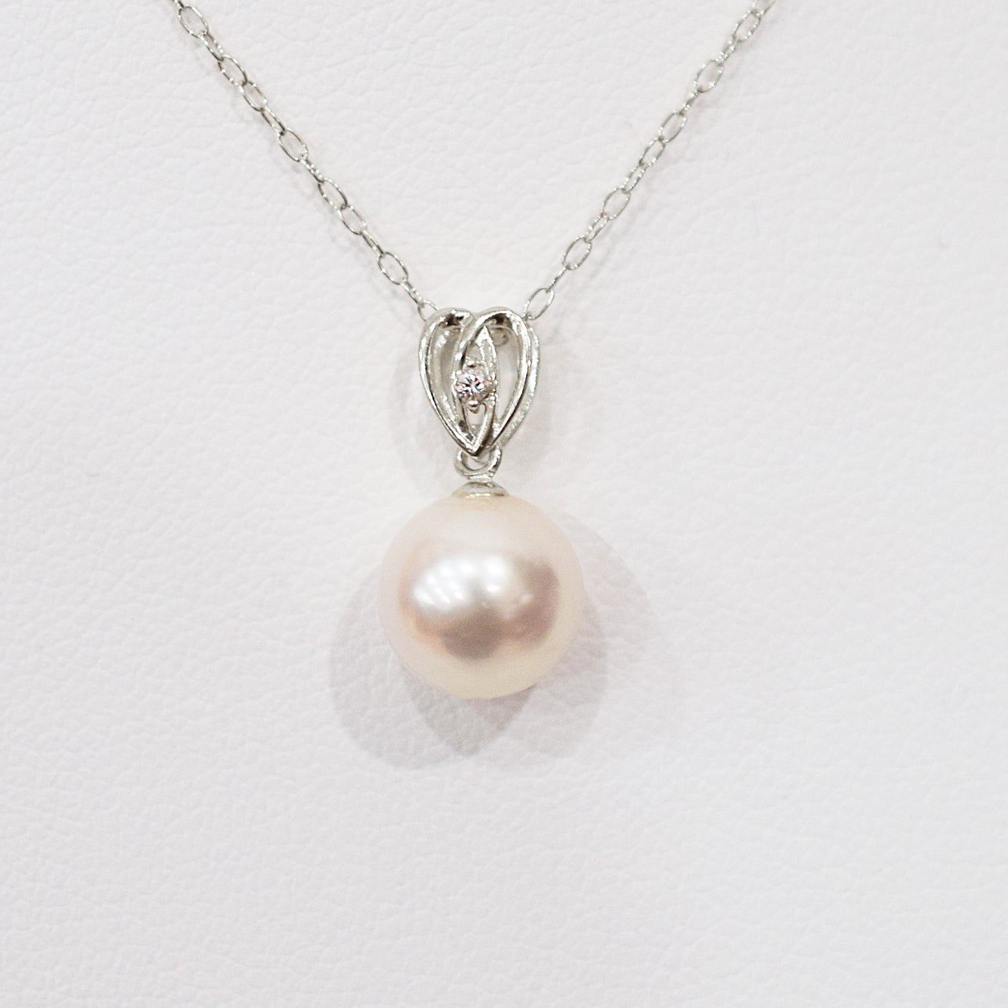 【K18YG / K14WG】Hanadama rank White pink 8mm - 9.5mm Diamond pendant necklace Akoya Pearl Real Japan Seawater pearl