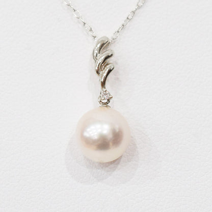 Hanadama rank White pink 8mm - 9.5mm Diamond 18K pendant necklace Akoya Pearl Real Japan Seawater pearl SIKC420 RP00041