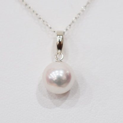 【K18YG / K18WG】Tennyo color White pink 8mm - 8.5mm pendant necklace Akoya Pearl Real Japan Seawater pearl reenspearl akoyapearl