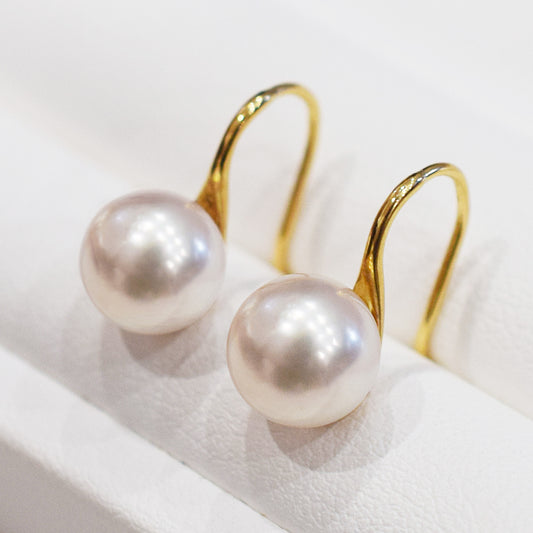 Hanadama rank White pink 7.5mm - 8.5mm Hook earrings Seawater Real Akoya Pearl Japan anniversary Earring K18YG Japanese Wedding 日本 天草