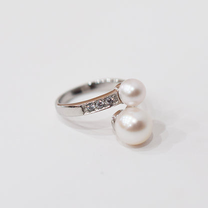 Actual product Rare White pink 7.5mm × 5.5mm Ring Sea Real Akoya Pearl From Japan SV925 Silver reenspearl akoyapearl