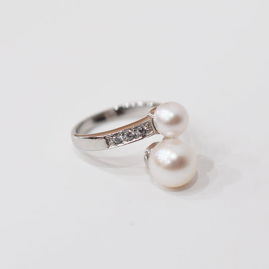 Actual product Rare White pink 7.5mm × 5.5mm Ring Sea Real Akoya Pearl From Japan SV925 Silver reenspearl akoyapearl