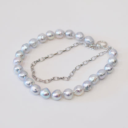Limited to actual item Necklace Natural color Baroque 9mm - 10mm Real Akoya Pearl From Japan 17.5inch starand choker Japanese akoyapearl