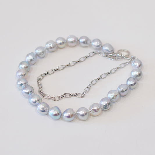 Limited to actual item Necklace Natural color Baroque 9mm - 10mm Real Akoya Pearl From Japan 17.5inch starand choker Japanese akoyapearl