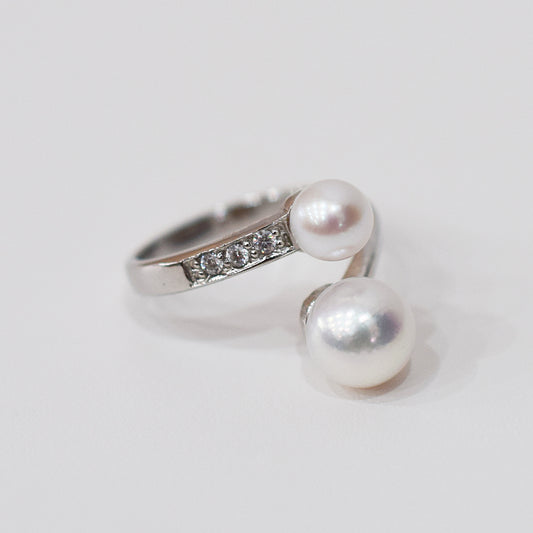 Actual product Rare White pink 7.5mm × 5.5mm Ring Sea Real Akoya Pearl From Japan SV925 Silver reenspearl akoyapearl