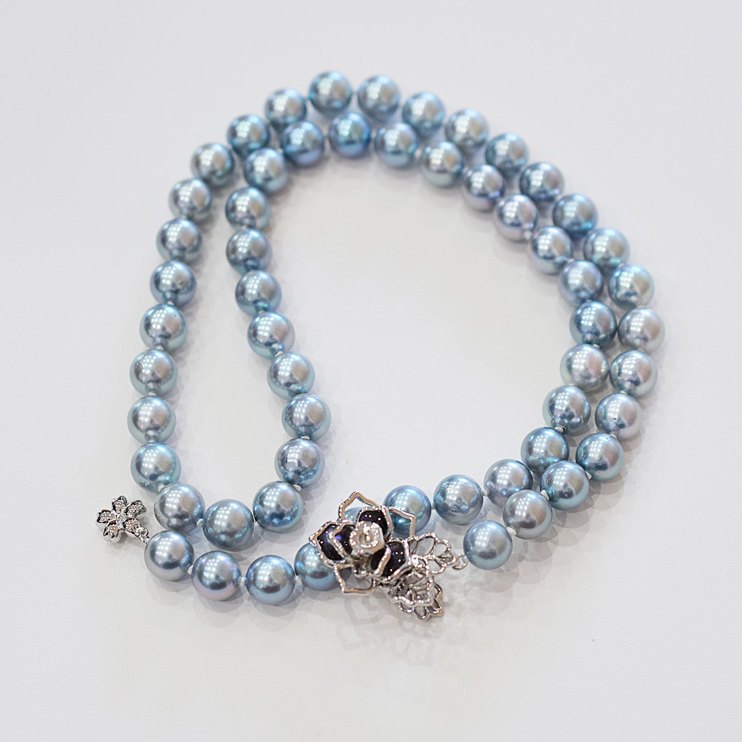 <SALE> Limited to actual item Necklace Cobalt Dyed color akoya pearl 8mm - 8.5mm Real Akoya Pearl From Japan 21.2inch starand choker reenspearl