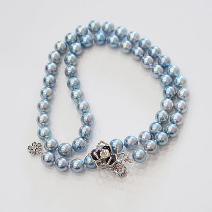 <SALE> Limited to actual item Necklace Cobalt Dyed color akoya pearl 8mm - 8.5mm Real Akoya Pearl From Japan 21.2inch starand choker reenspearl