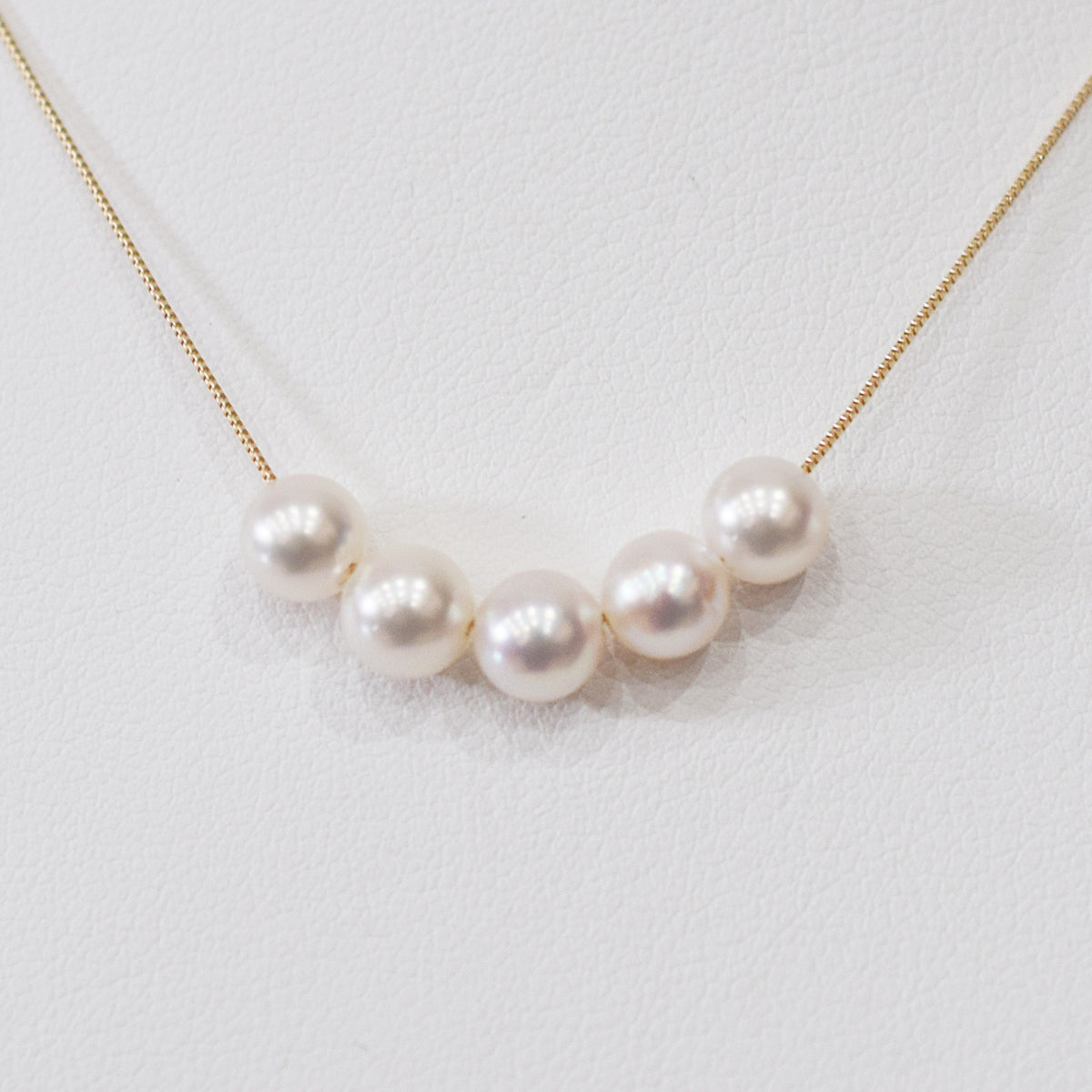 【K10 / K18】Rare White pink 5.5mm - 6.5mm Seawater Real 5pc Akoya Pearl necklace AkoyaPearl Japan あこや 真珠