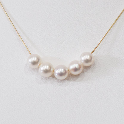 【K10 / K18】Rare White pink 5.5mm - 6.5mm Seawater Real 5pc Akoya Pearl necklace AkoyaPearl Japan あこや 真珠