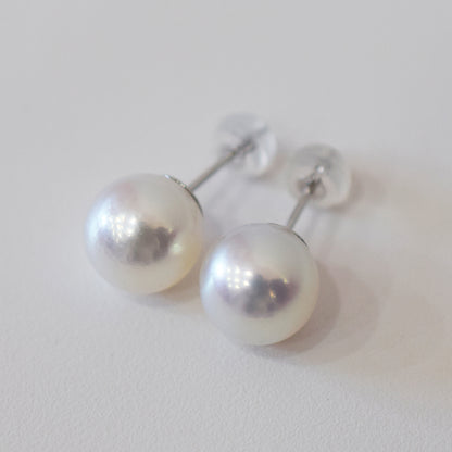 Actual product Whitepink 9mm - 9.5mm Seawater Akoya Pearl Stud Earring K14WG From Japan Japanese Seawater reenspearl