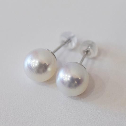 Actual product Whitepink 9mm - 9.5mm Seawater Akoya Pearl Stud Earring K14WG From Japan Japanese Seawater reenspearl