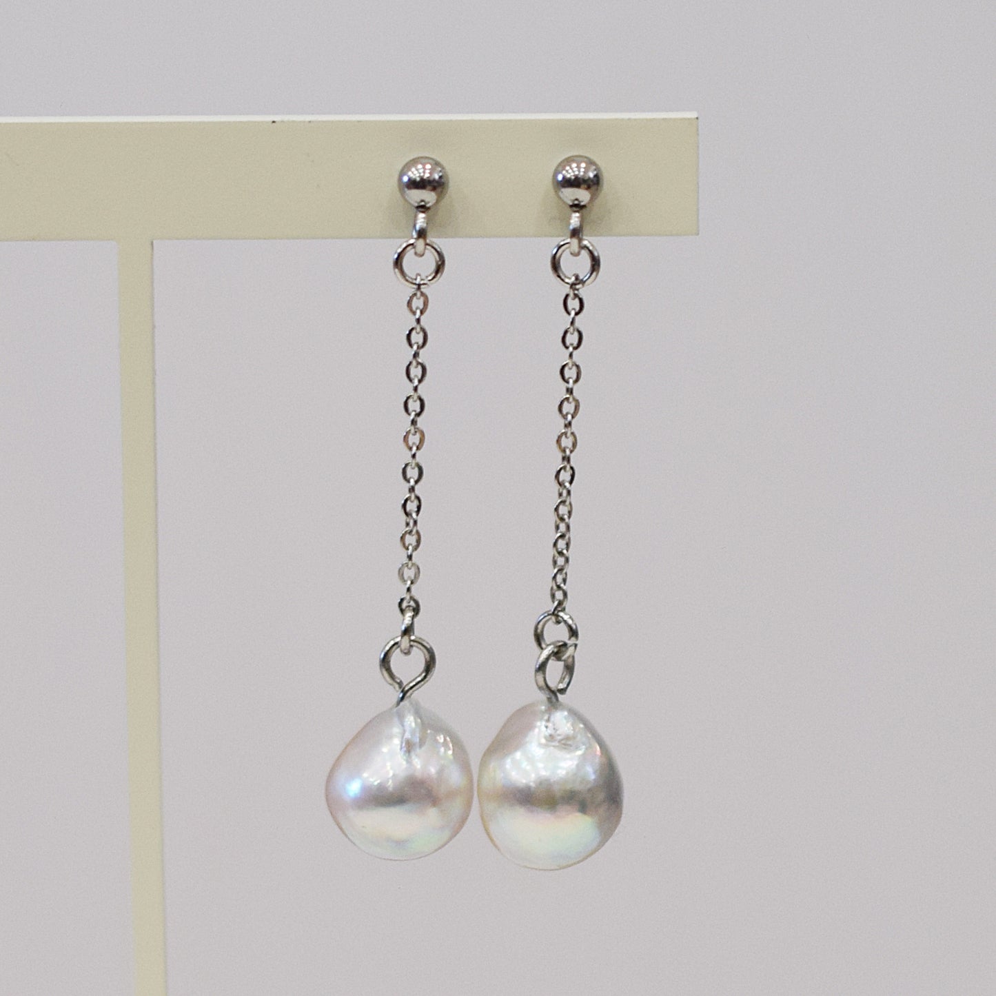 Actual product Natural color akoya Baroque pearl 9mm - 10mm Surgical Stainless Steel Seawater Akoya Pearl Stud Earrings Japan