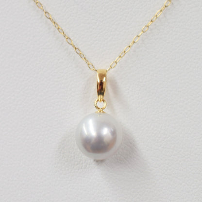 【K10 / K18】Rare Natural color 8.5mm - 9.5mm pendant necklace Akoya Pearl Real Japan Seawater pearl reenspearl akoyapearl 日本産 熊本 天草