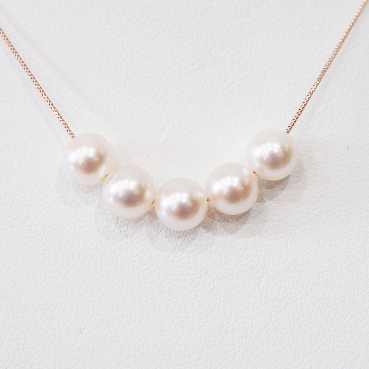 【K10 / K18】Rare White pink 5.5mm - 6.5mm Seawater Real 5pc Akoya Pearl necklace AkoyaPearl Japan あこや 真珠