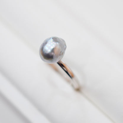 ［You can choose the pearl］Akoya Baroque pearl 8mm - 9mm Natural color Ring Sea Real akoya pearl From Japan 1pc pearl SV925 Silver reenspearl akoyapearl ring