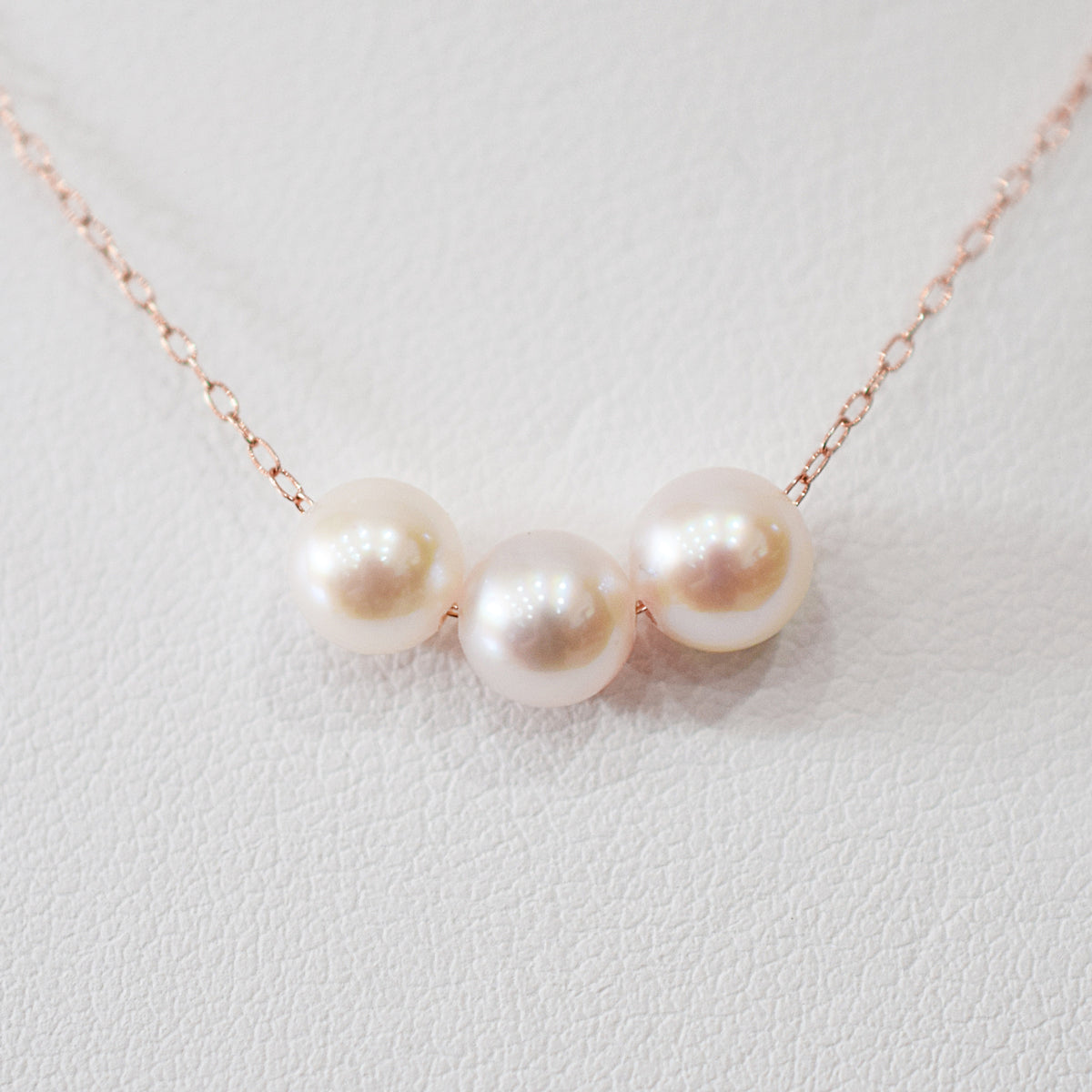 【 K10 / K18 】Rare White pink 5.5mm - 6.5mm Seawater Real Akoya Pearl 3pc necklace AkoyaPearl Japan あこや 真珠
