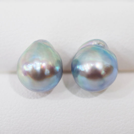 Limited to actual item Natural color akoya Baroque pearl 10mm - 10.5mm Surgical Stainless Steel Seawater Akoya Pearl Stud Earrings Japan