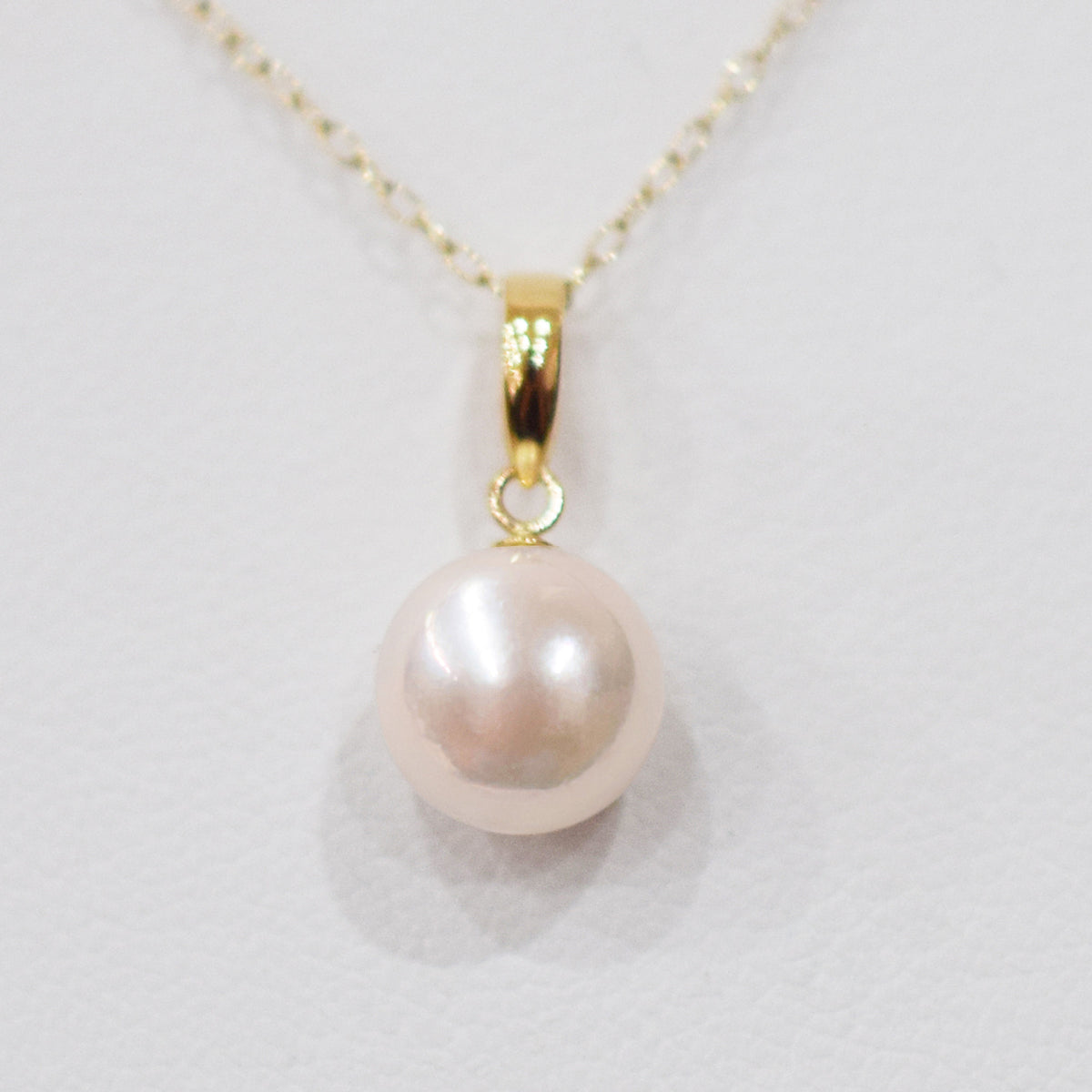【K18YG / K18WG】Hanadama rank White pink 7.5mm - 8mm pendant necklace Akoya Pearl Real Japan Seawater pearl reenspearl akoyapearl