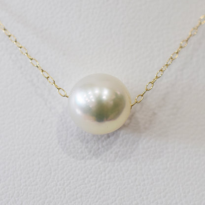 <SALE> Limited to actual item Natural color 9mm - 9.5mm Semi - Round K10YG necklace Seawater Real Akoya Pearl Japan