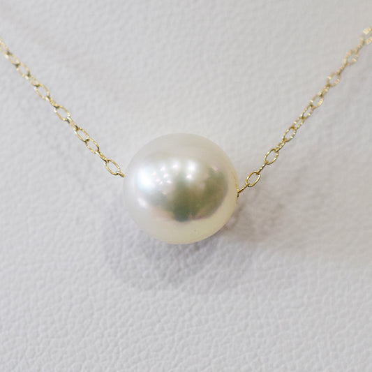 <SALE> Limited to actual item Natural color 9mm - 9.5mm Semi - Round K10YG necklace Seawater Real Akoya Pearl Japan