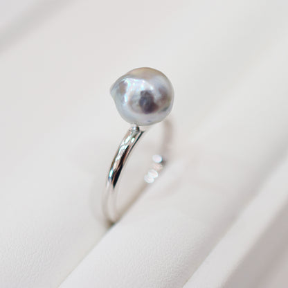 ［You can choose the pearl］Akoya Baroque pearl 8mm - 9mm Natural color Ring Sea Real akoya pearl From Japan 1pc pearl SV925 Silver reenspearl akoyapearl ring